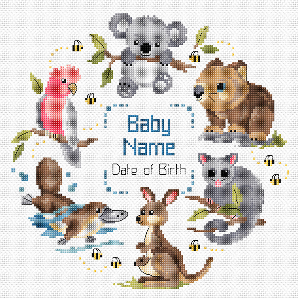 Little Aussie Birth Sampler - Cross Stitch Pattern by Country Threads