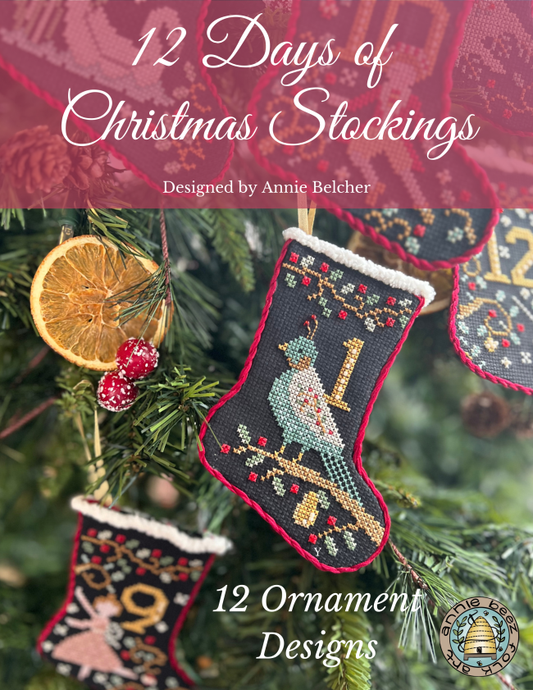 12 Days of Christmas Stockings - Cross Stitch Book by Annie Beez Folk Art