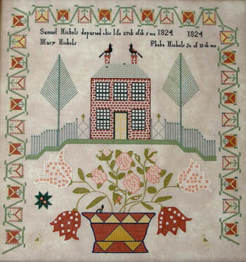 Phebe Nichols 1824 - Reproduction Sampler pattern by Queenstown Samplers