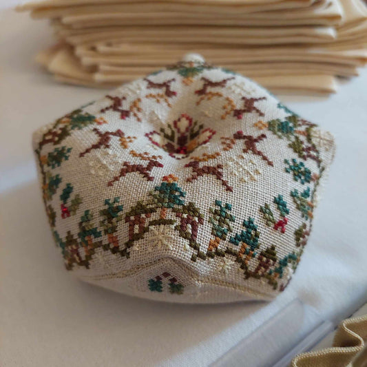Reindeer Dance Biscornu - Cross-stitch pattern by Mojo Stitches