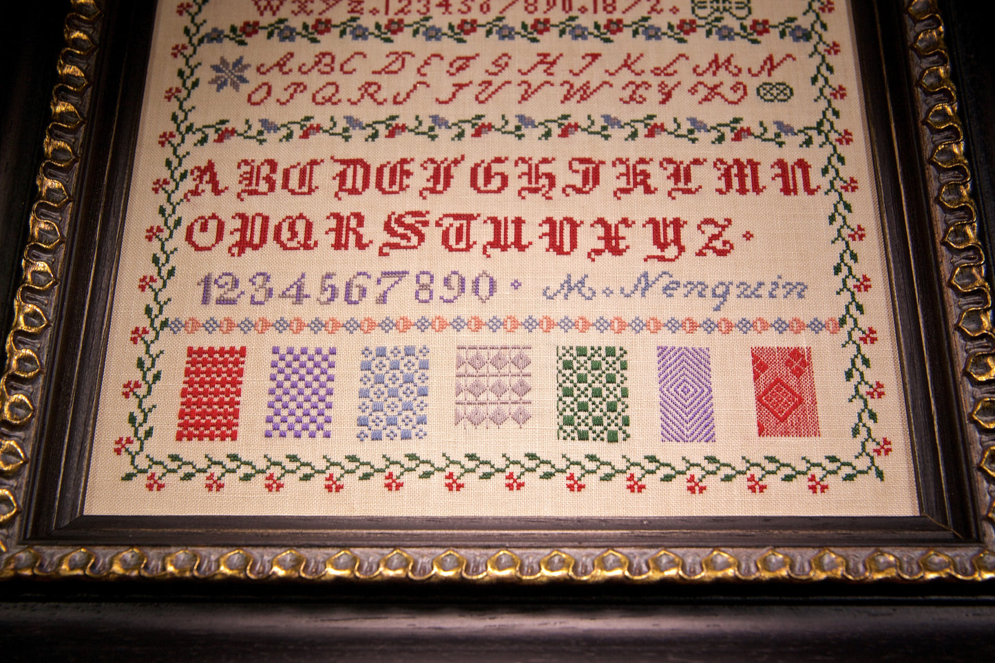 M Nenquin ~ Reproduction Sampler Pattern by Hands Across the Sea Samplers