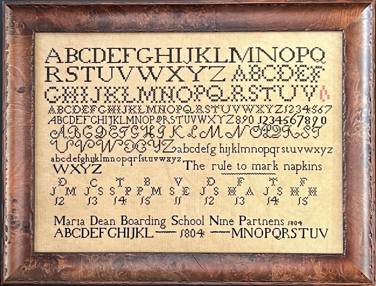 Maria Dean 1804 - Reproduction Sampler Chart by Queenstown Samplers