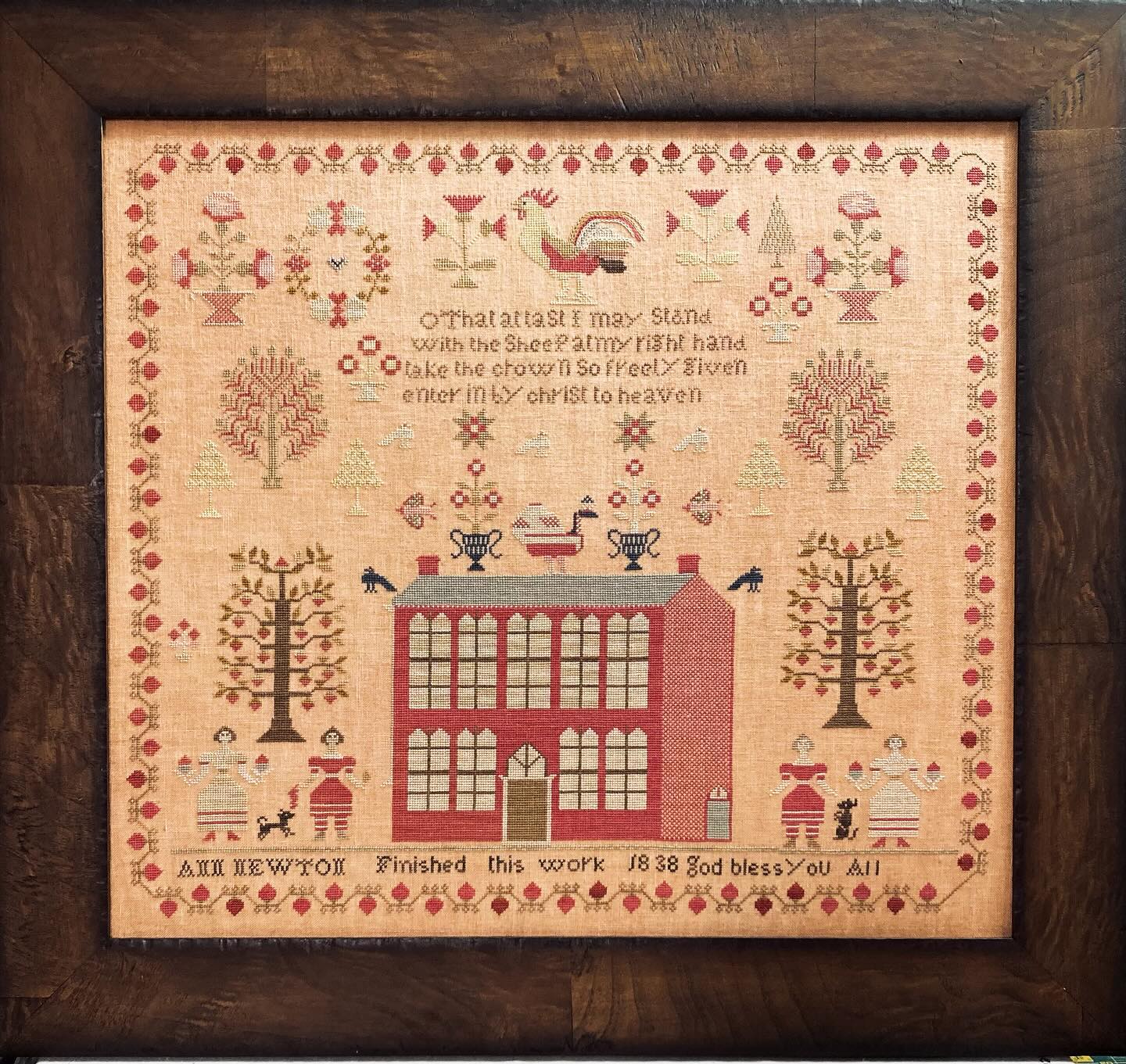 Ann Newton 1838 - Reproduction Sampler Chart by Cardan Antiques