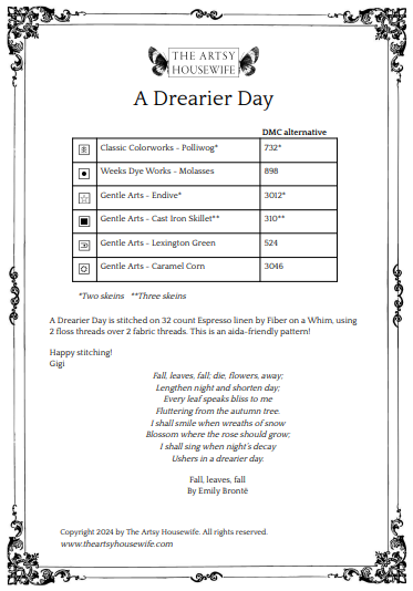 A Drearier Day - Cross Stitch Pattern by The Artsy Housewife