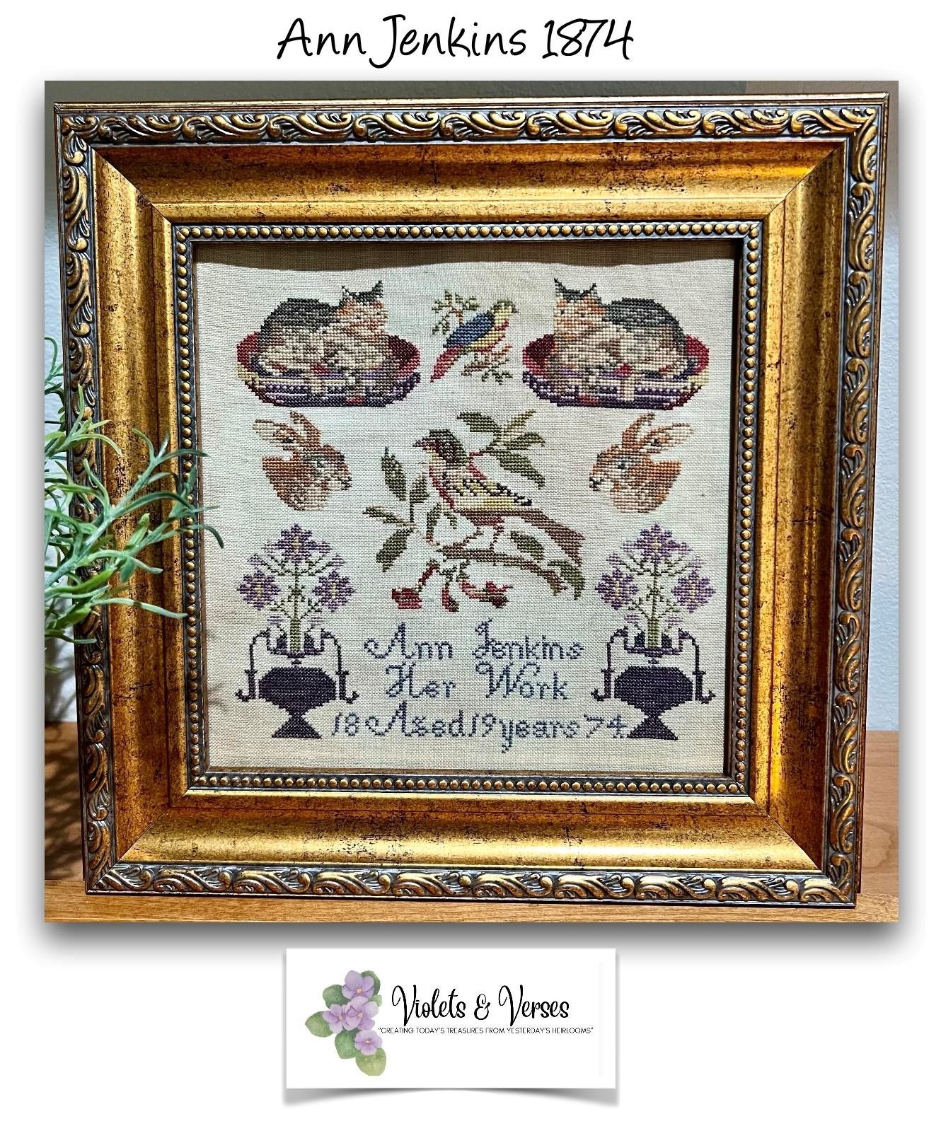 Ann Jenkins 1874 - Cross Stitch Pattern by Violets & Verses PREORDER