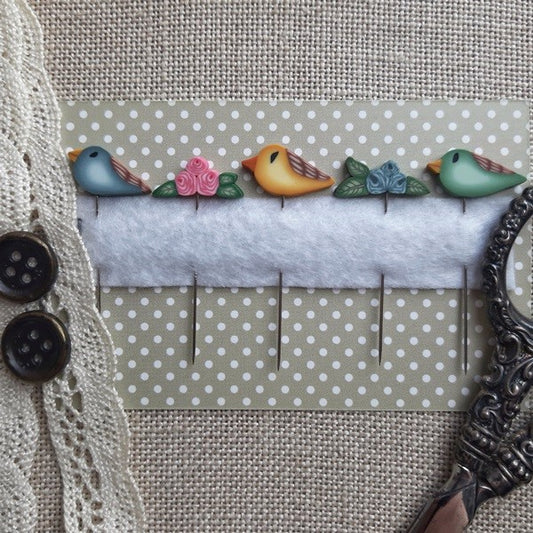 Birds and Roses Pin Set - by Puntini Puntini