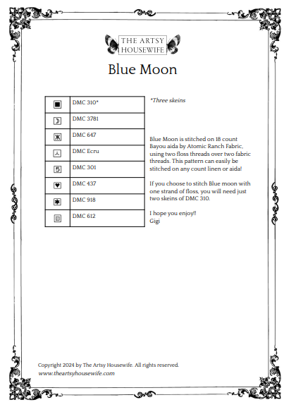 Blue Moon - Cross Stitch Pattern by The Artsy Housewife