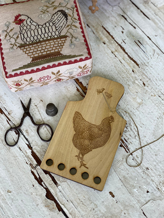 Hen & Chicks Thread Board with Needle Minder  by Stacy Nash Primitives