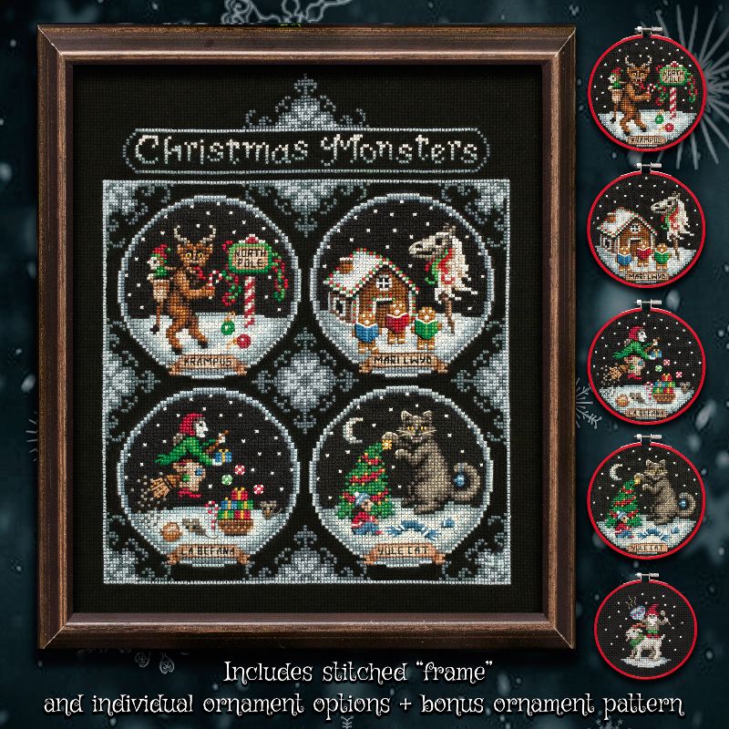 Christmas Monsters - Cross Stitch pattern by Lola Crow