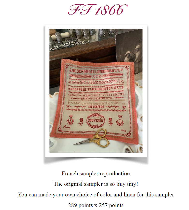FT 1868 - Reproduction Sampler Chart by Reflets de Soie