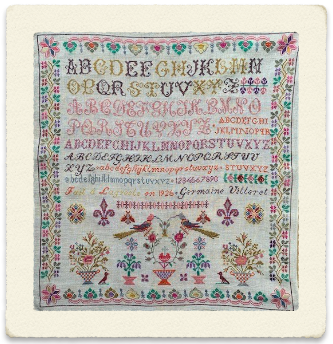 Germaine Villeret 1925 - Reproduction Sampler Pattern by Reflets de Soie