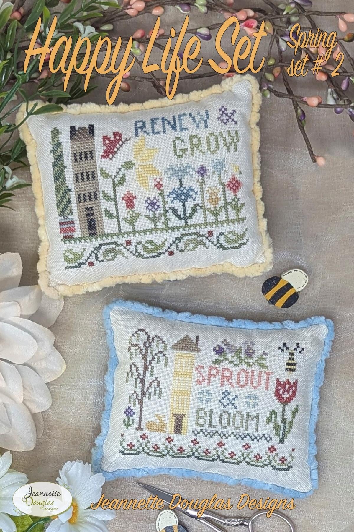 Happy Life Set Spring - Cross Stitch Patterns by Jeannette Douglas PREORDER