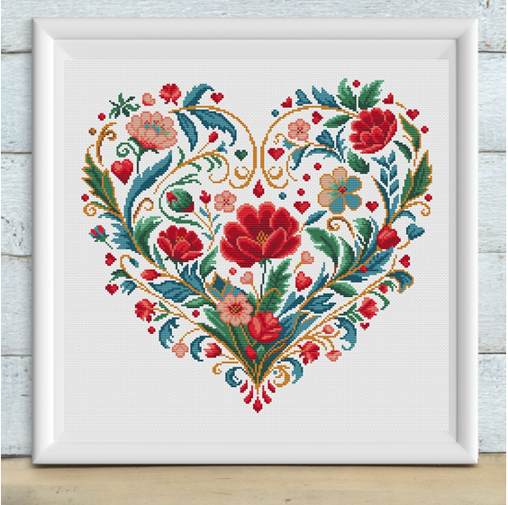 Heart Blooms - Cross Stitch Pattern by Artmishka Cross Stitch PREORDER