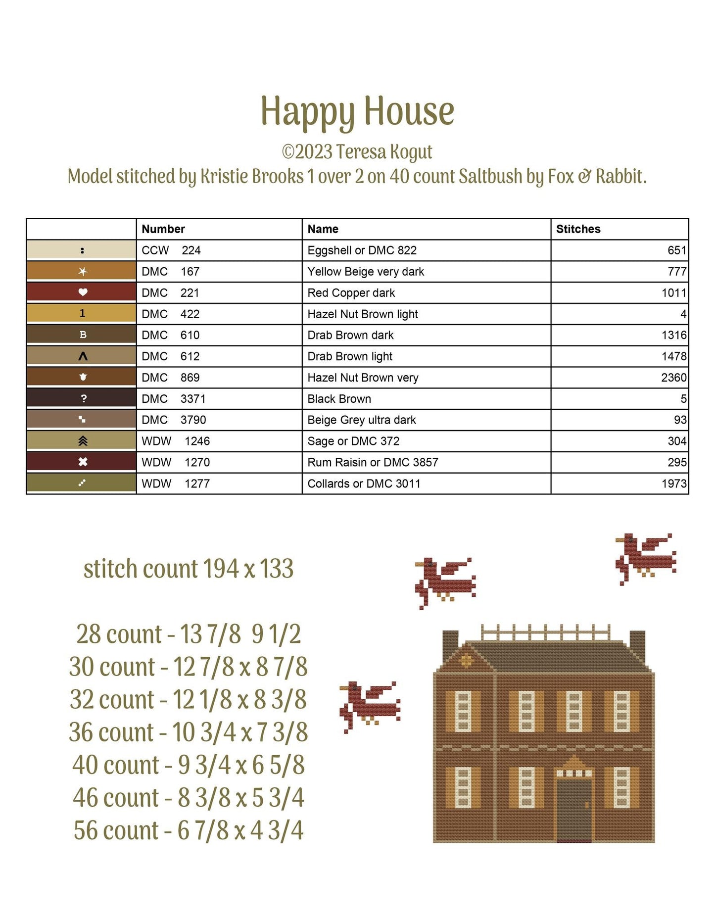 HUMBLE COTTAGE BOOKLET - Cross Stitch Pattern by Teresa Kogut PREORDER