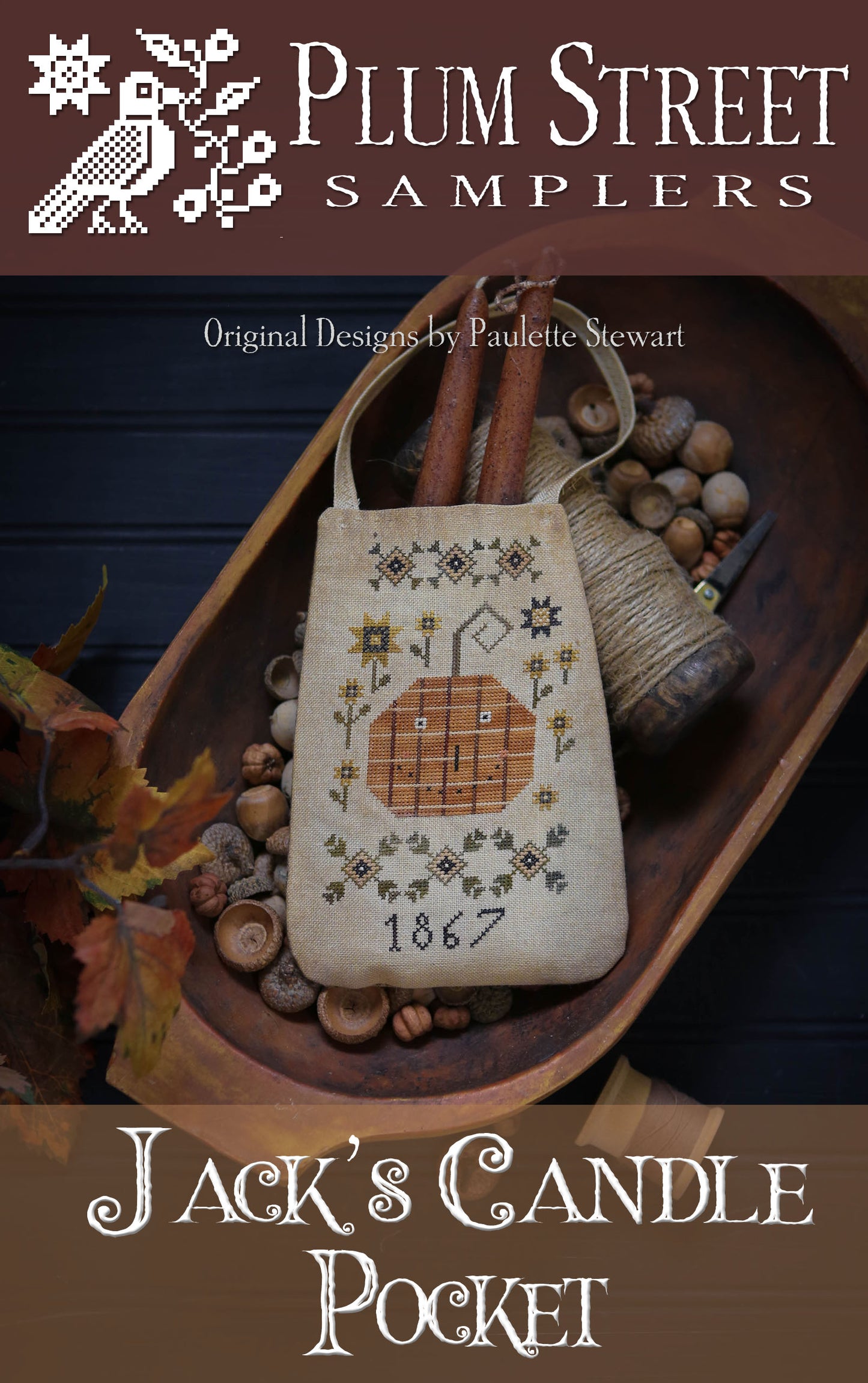 JACK'S CANDLE POCKET - Cross Stitch Chart by Plum Street Samplers PREORDER