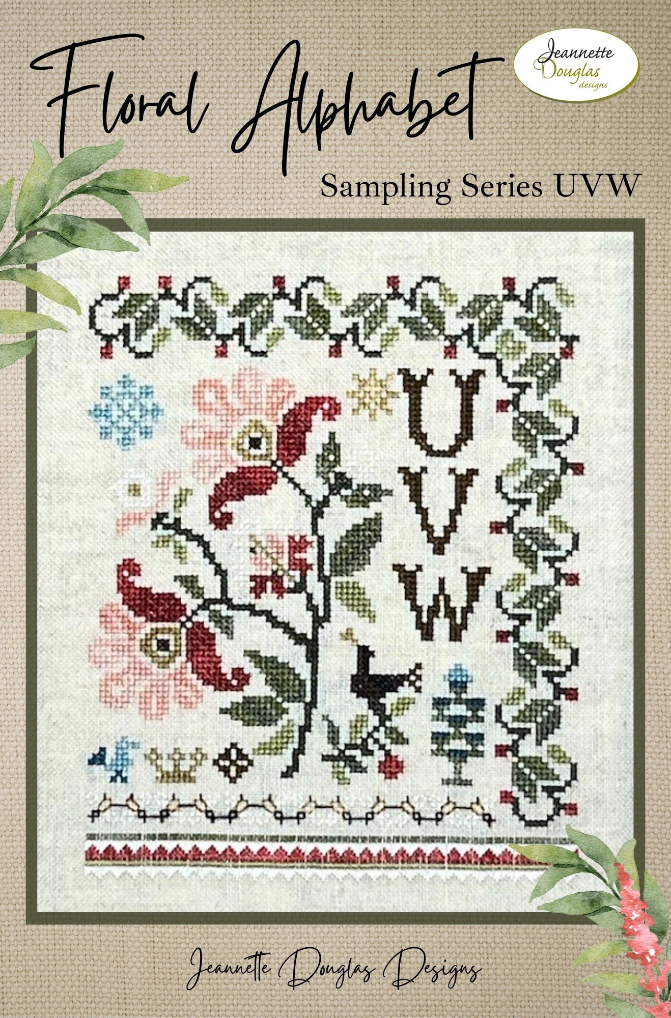 Floral Alphabet Sampling Series - Cross Stitch Patterns by Jeannette Douglas