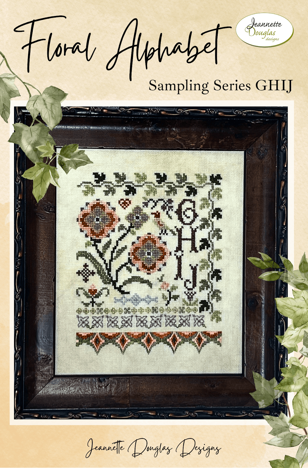 Floral Alphabet Sampling Series - Cross Stitch Patterns by Jeannette Douglas