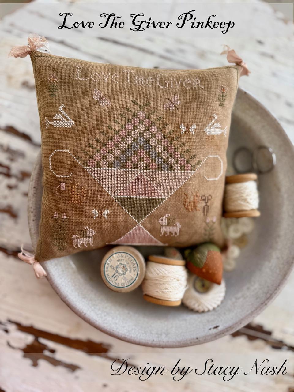 Love The Giver Pinkeep - Cross Stitch Pattern by Stacy Nash Primitives PREORDER