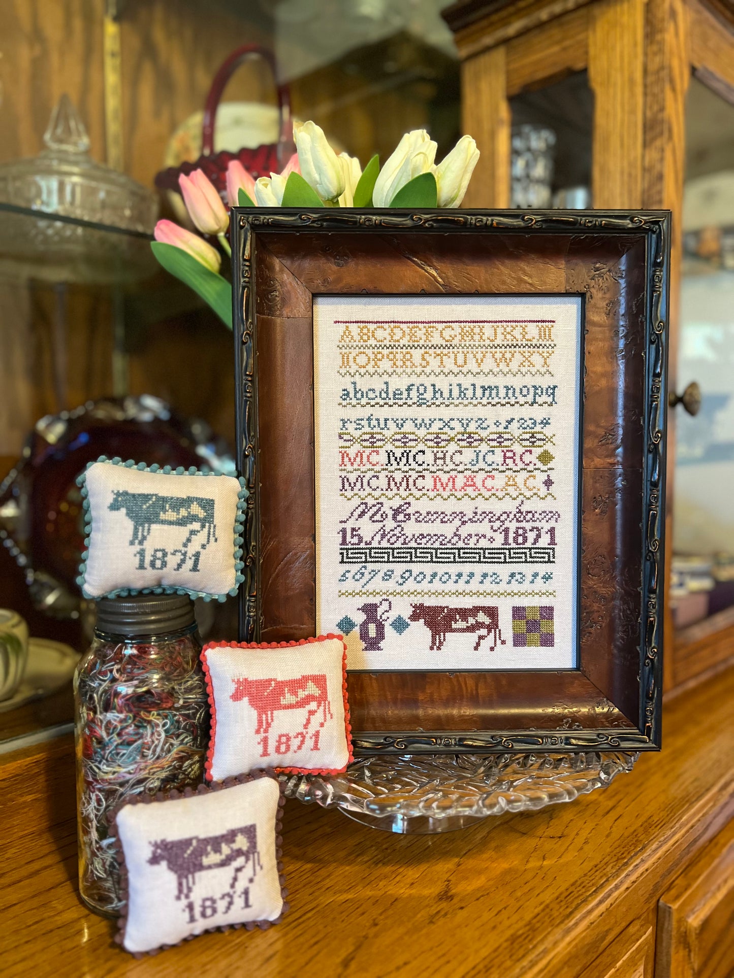 M. Cunningham 1871 - Reproduction Sampler Chart by Red Barn Samplers