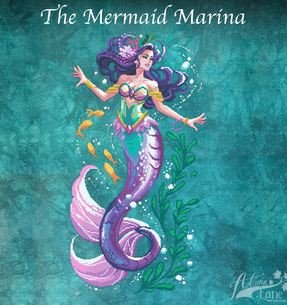 The Mermaid Marina - Cross Stitch Pattern by Autumn Lane Stitchery PREORDER