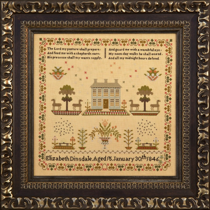 Elizabeth Dinsdale 1846 ~ Reproduction Sampler Pattern by Hands Across the Sea Samplers