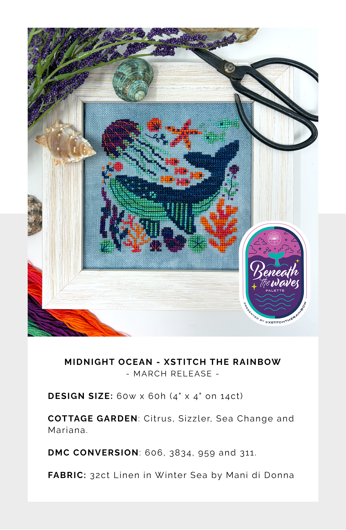 Midnight Ocean - Cross Stitch Pattern by Tiny Modernist PREORDER