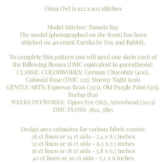 Oona Owl - Cross Stitch Pattern by The Artsy Housewife