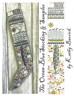 Ocean Blue Stocking - Cross Stitch Chart by Kathy Barrick