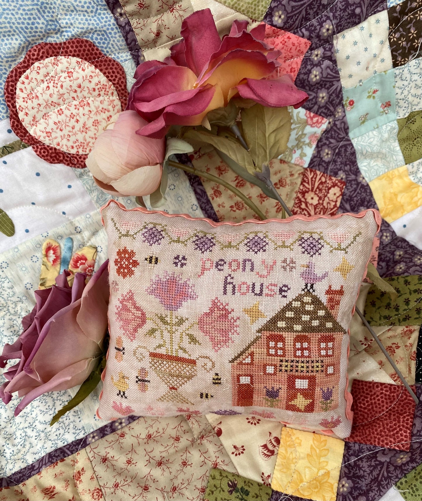 Peony House - Cross Stitch Pattern by Pansy Patch