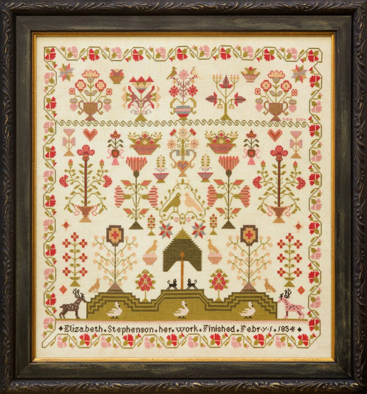 Elizabeth Stephenson 1854- Reproduction Sampler Pattern by Hands Across the Sea Samplers