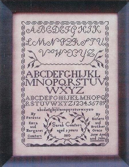 Sarah Comfort 1810 - Reproduction Sampler Pattern by Queenstown Samplers