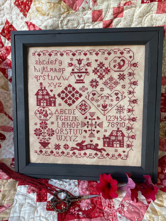 Red Bunny Sampler - Cross Stitch Pattern by Pansy Patch