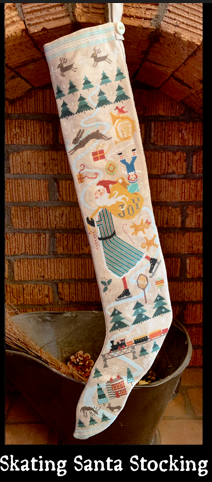 Skating Santa Stocking - Cross Stitch Pattern by Carriage House Samplings