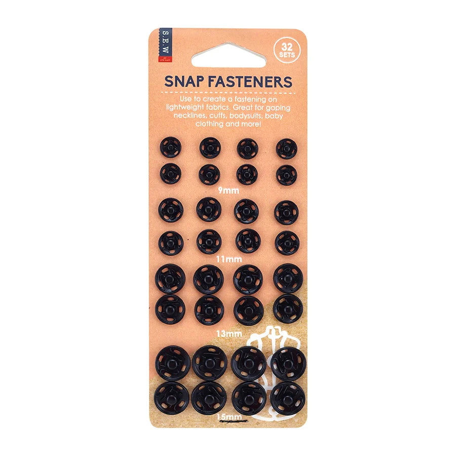 Snap Fasteners - Assorted sizes in black