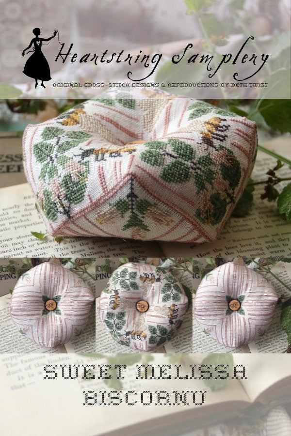 Sweet Melissa Biscornu - Cross Stitch Chart by Heartstring Samplery