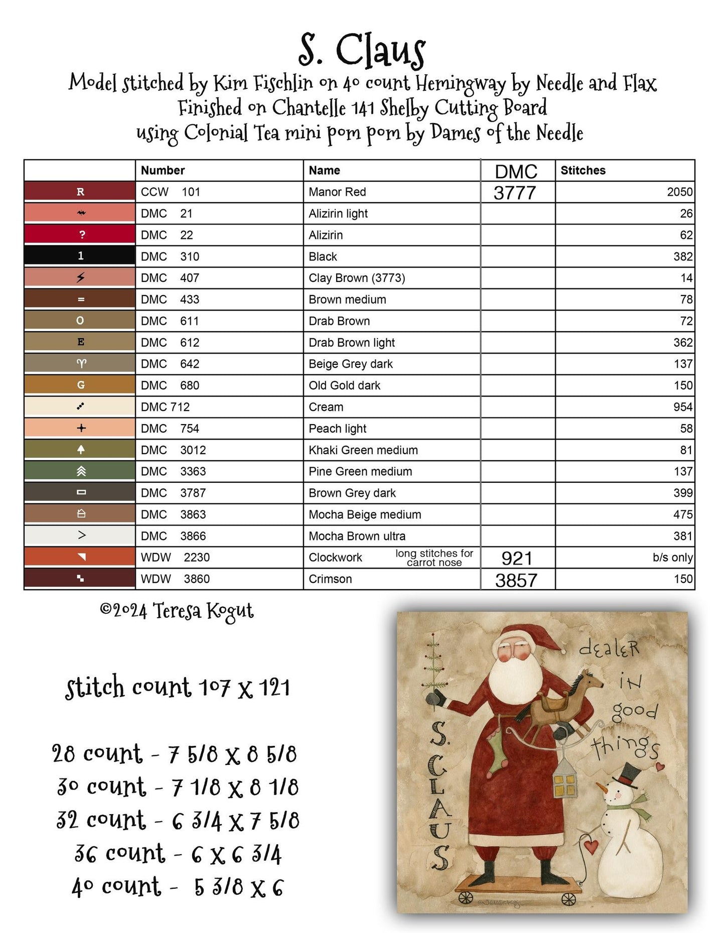 Hello Santa - Cross Stitch Pattern book by Teresa Kogut PREORDER