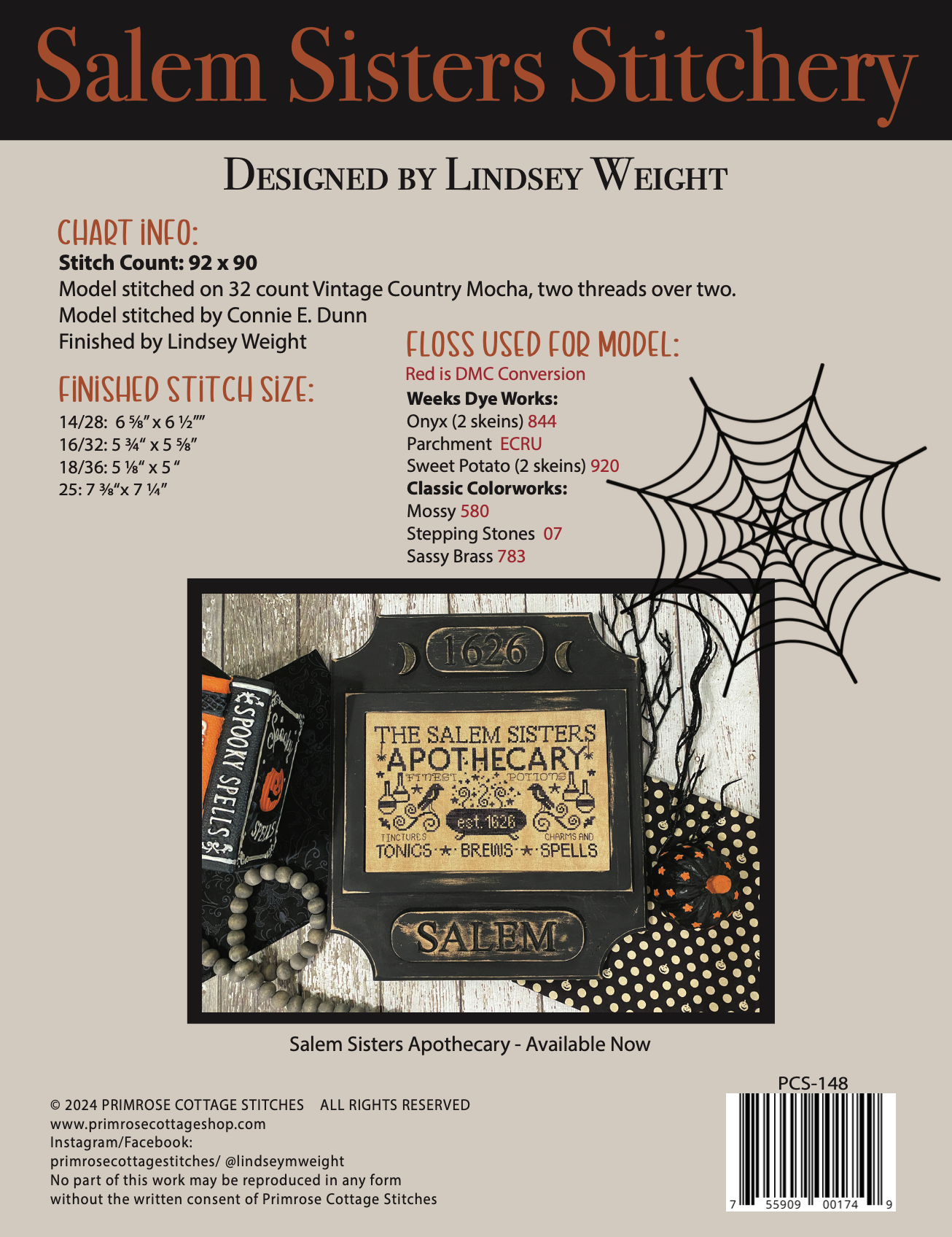 Salem Sisters Stitchery- Cross Stitch Pattern by Primrose Cottage