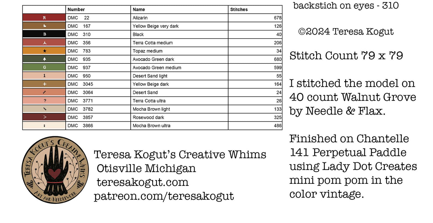 Santa Wreath Ornament - Cross Stitch Pattern by Teresa Kogut PREORDER