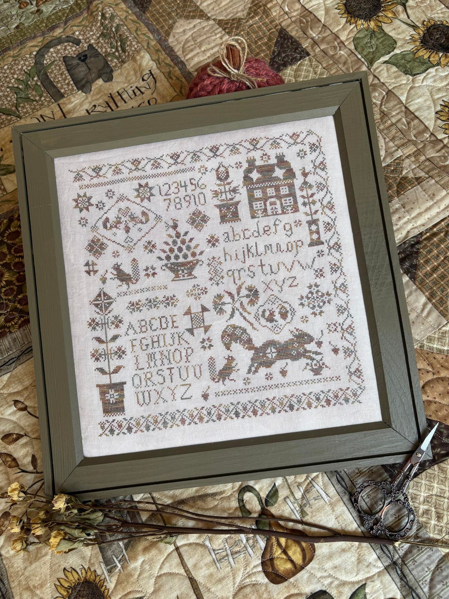 Sassy Squirrel Sampler - Cross Stitch Pattern by Pansy Patch PREORDER