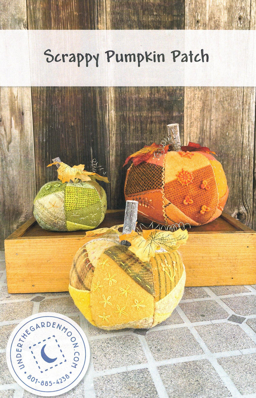Scrappy Pumpkin Patch - Wool embroidery pattern by Under the Garden Moon