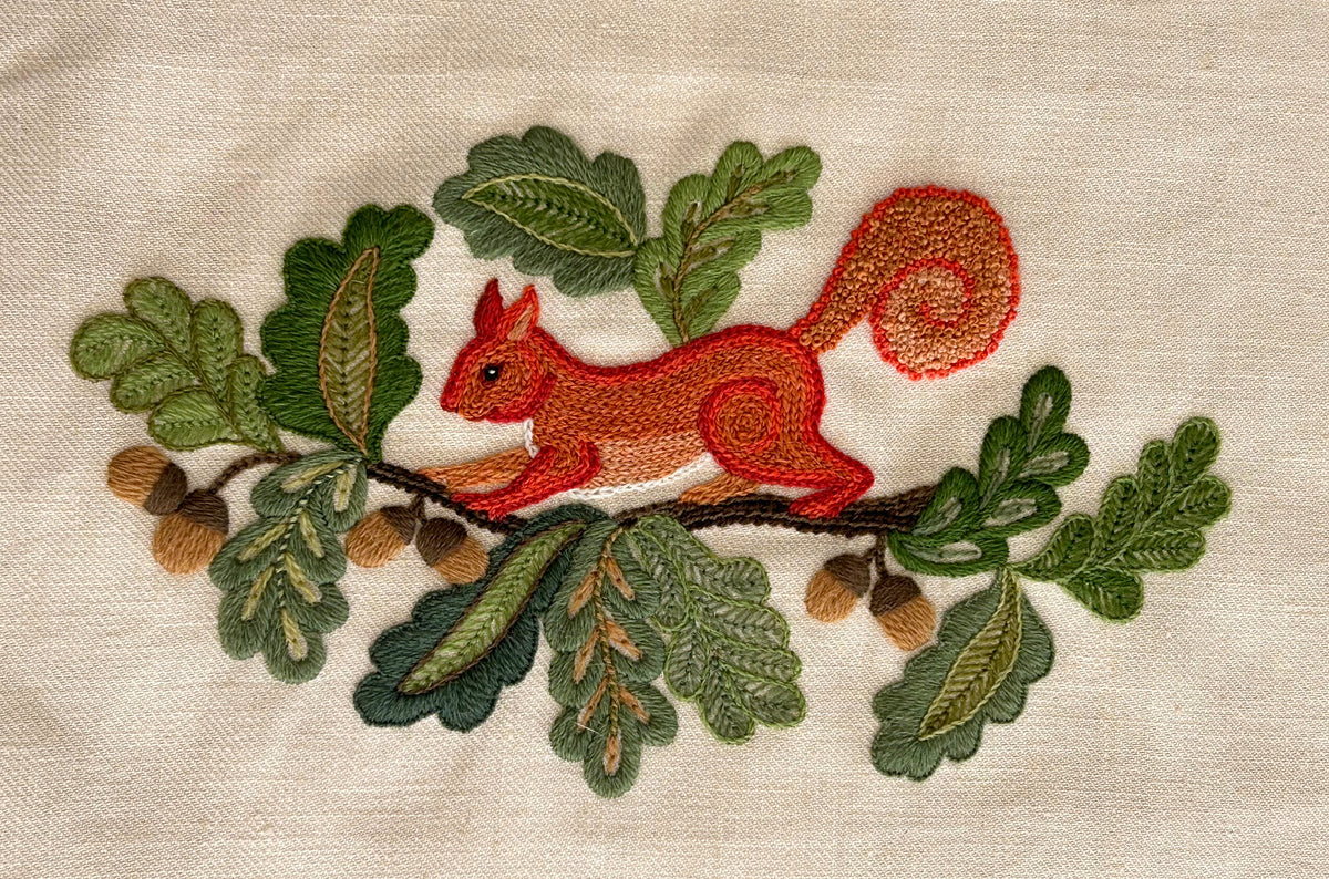 Crewel Embroidery Kit by Anna Scott ~ Acorn Forager