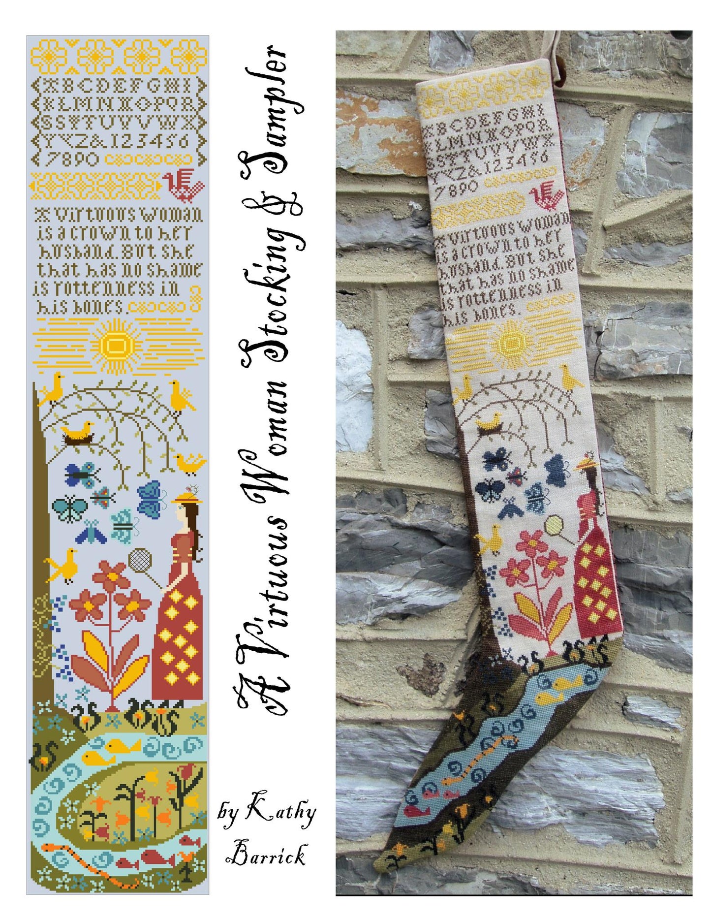 A Virtuous Woman Stocking & Sampler - Cross Stitch Pattern by Kathy Barrick PREORDER