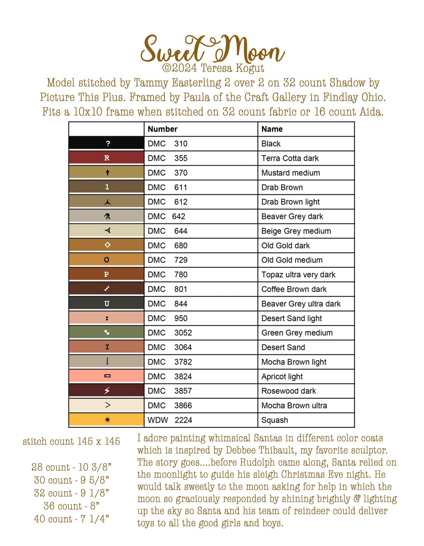 Sweet Moon - Cross Stitch Pattern by Teresa Kogut PREORDER