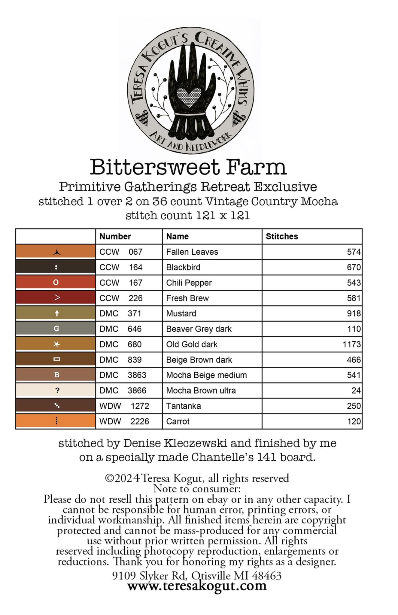 Bittersweet Farm - Cross Stitch Pattern by Teresa Kogut PREORDER