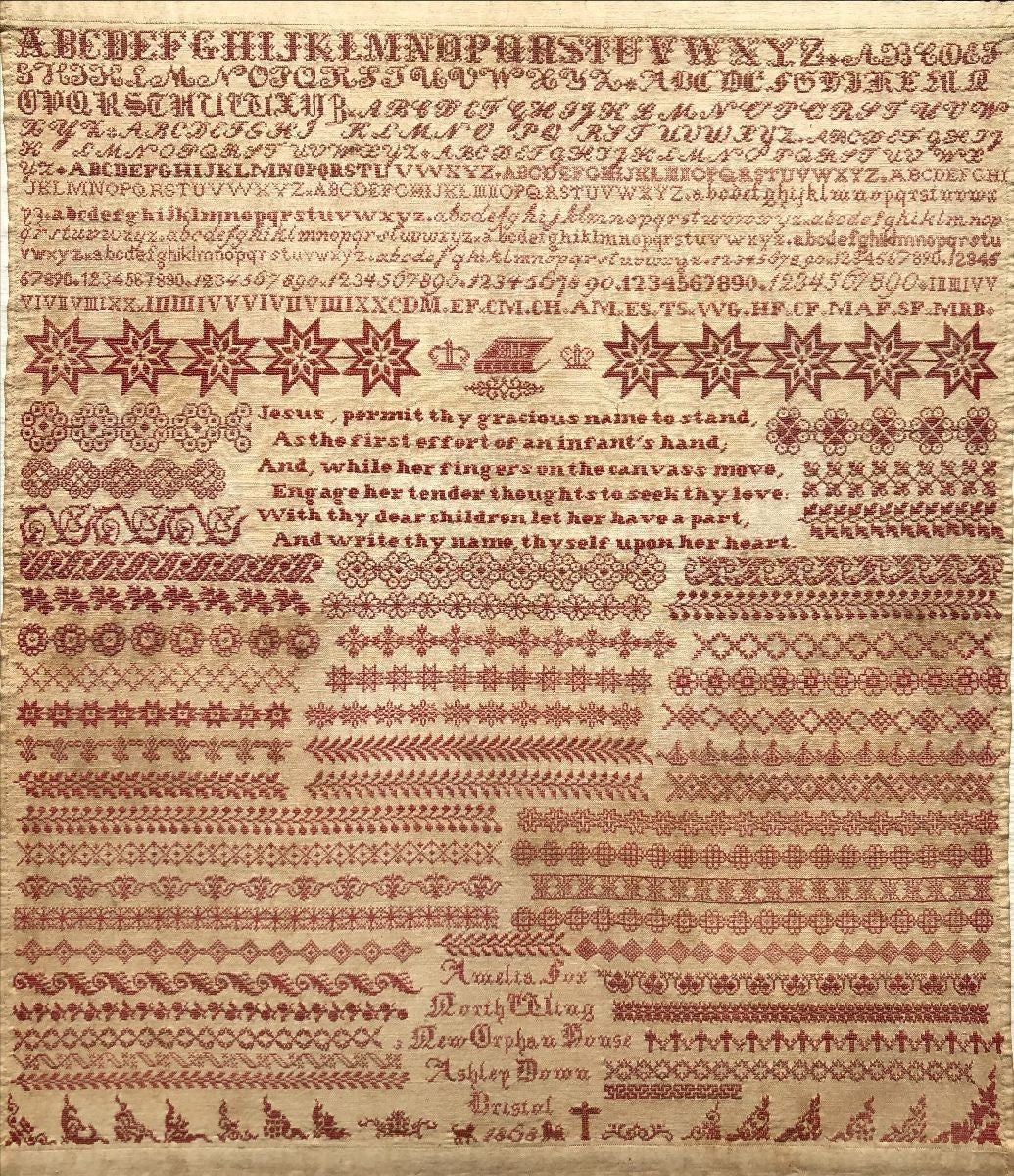 Amelia Fox 1868 - Reproduction Sampler by Cross Stitch Antiques PREORDER