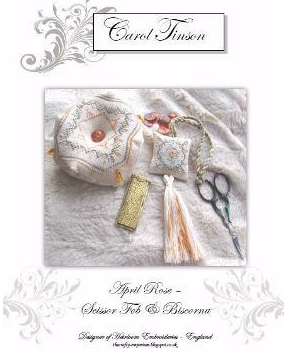 April Rose Scissor Fob & Biscornu - Cross Stitch Pattern by Heirloom Embroideries