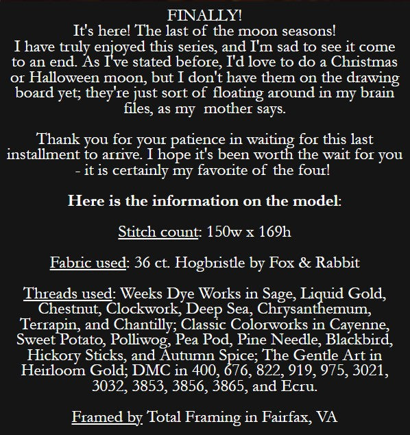 Autumn Moon - Cross Stitch Pattern by Plum Street Samplers PREORDER