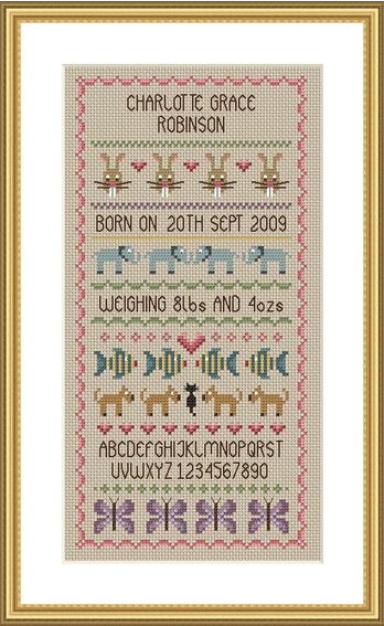 Cross stitch outlet baby sampler