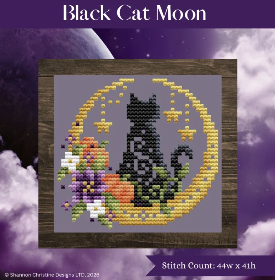 Black Cat Moon - Cross Stitch Pattern by Shannon Christine PREORDER
