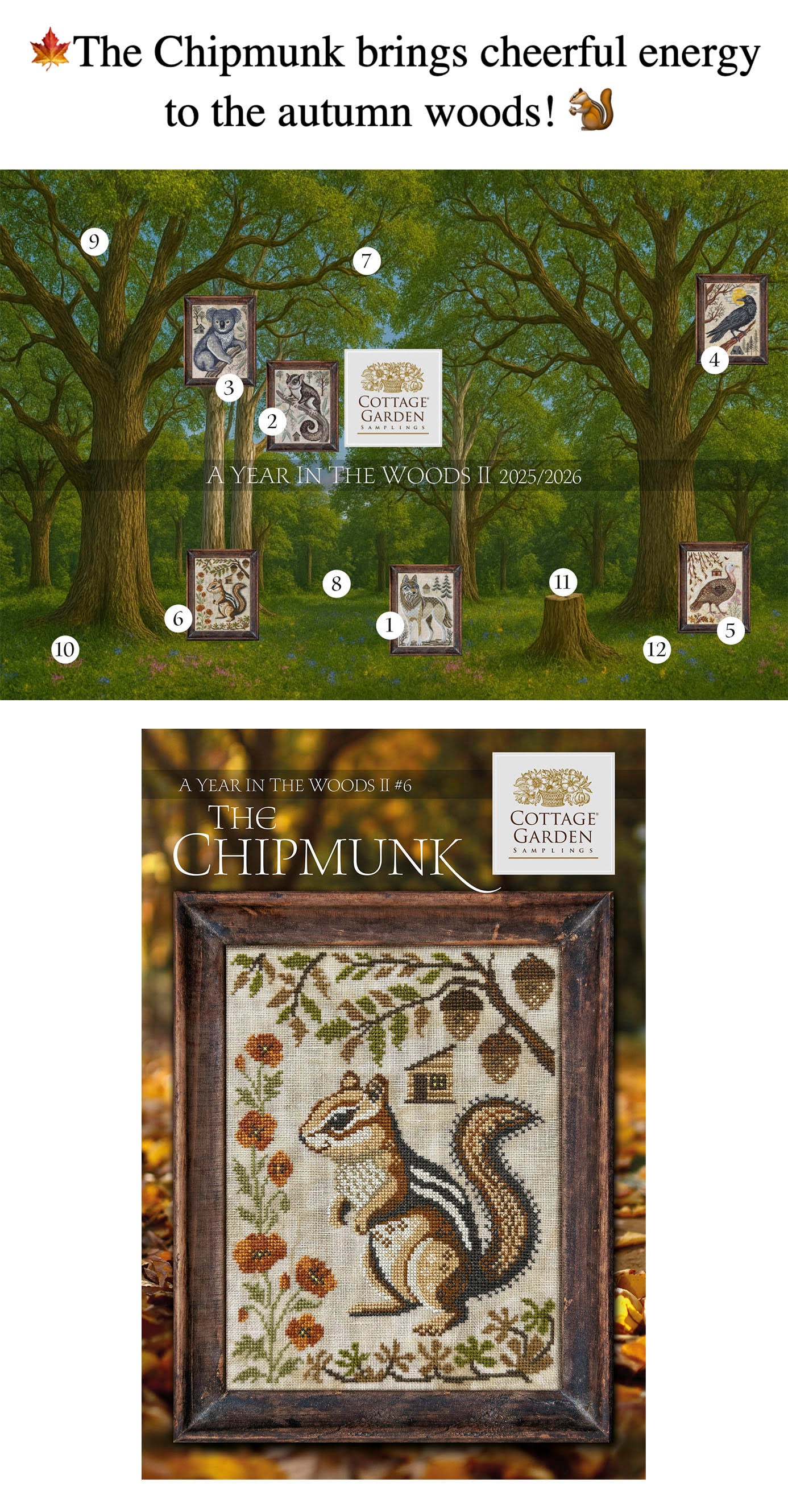 A Year in the Woods II #6 The Chipmunk - Cross Stitch Chart by Cottage Garden Samplings